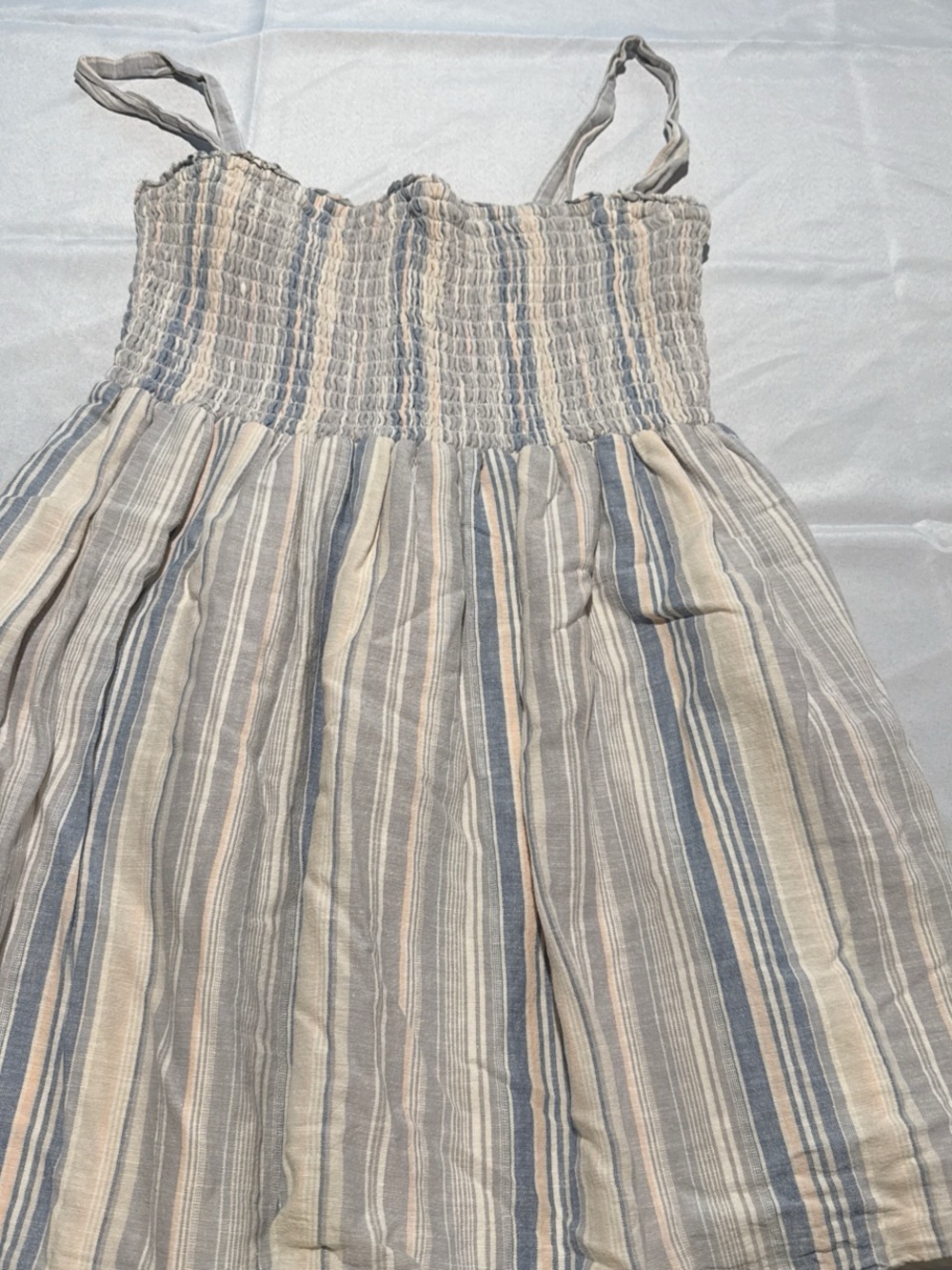 American Eagle Outfitters Blue & Cream Striped Smocked Sundress